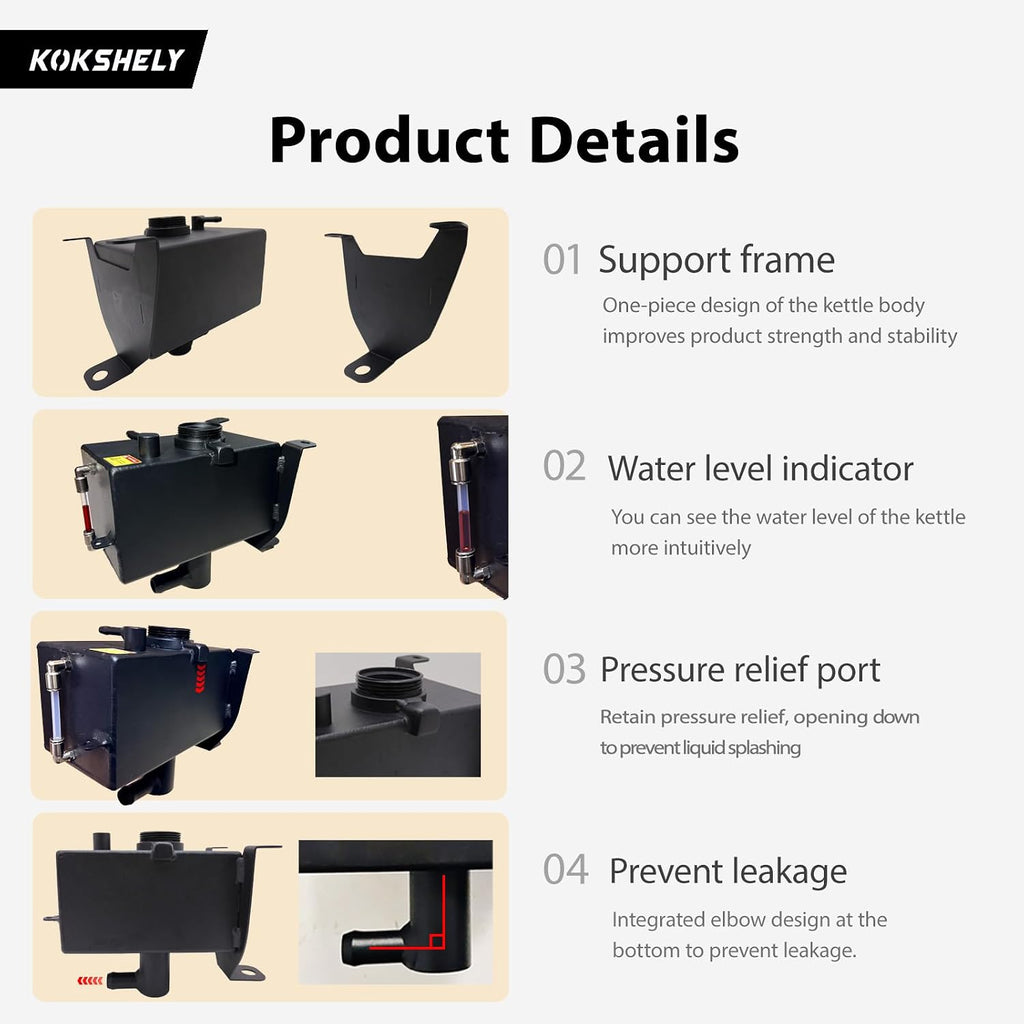 Up-grade Aluminum Expansion Tank with Bracket & Sight Glass, Aluminum Coolant Reservoir Tank Fits Jeep Wrangler JL JLU 2018+ / Gladiator JT 2020+, 2.0L & 3.6L Coolant Expansion Bottle