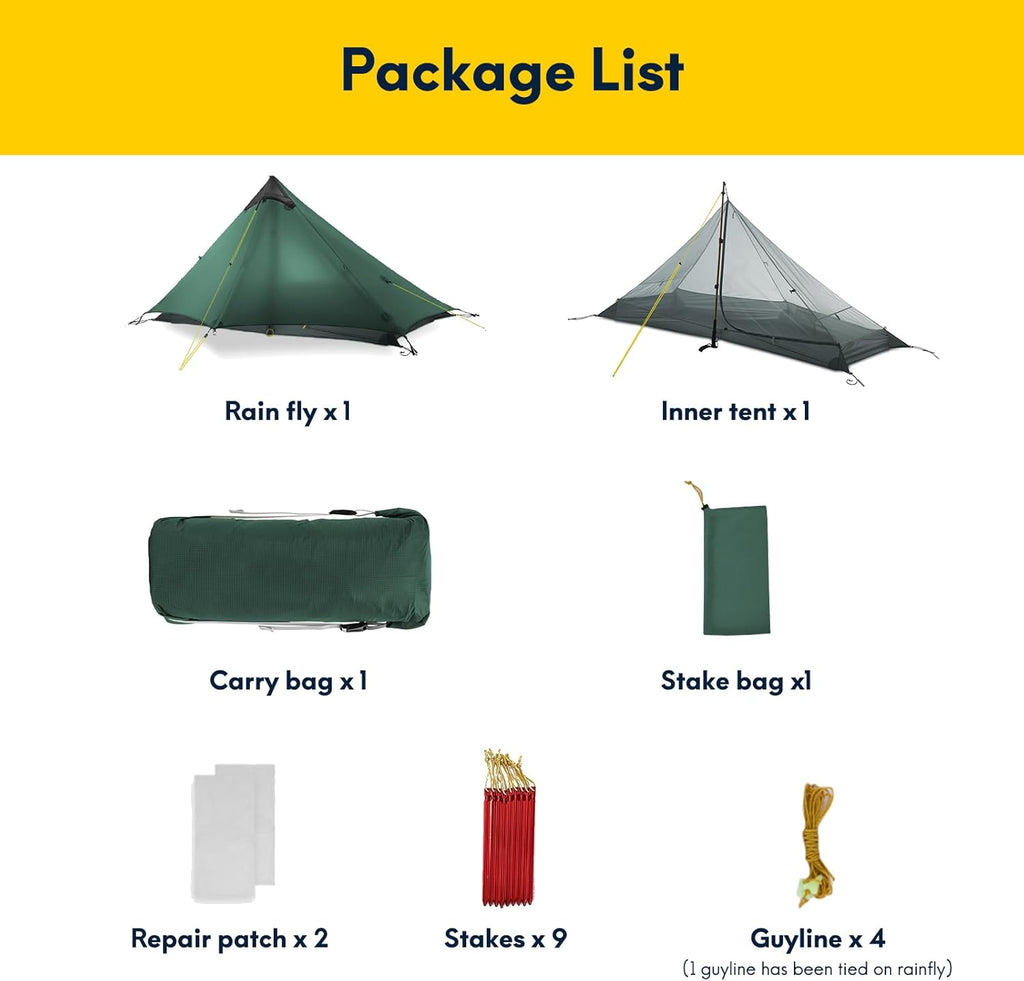 LANSHAN Ultralight Tent 3-Season Backpacking Tent for 1-Person or 2-Person Camping, Trekking, Kayaking, Climbing, Hiking