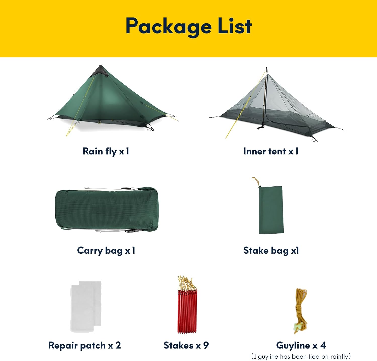 LANSHAN Ultralight Tent 3-Season Backpacking Tent for 1-Person or 2-Person Camping, Trekking, Kayaking, Climbing, Hiking