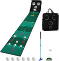 Golf Putting Green, Indoor Putting Matt for Golf Practice with Putter, Putting Cup, 6 Balls, Automatic Ball Return
