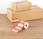 Label Tek 3 x 2 Inch Packaging Stickers, 500 Premium Shipping Labels - Handle with Care, Sustainable, Red and White