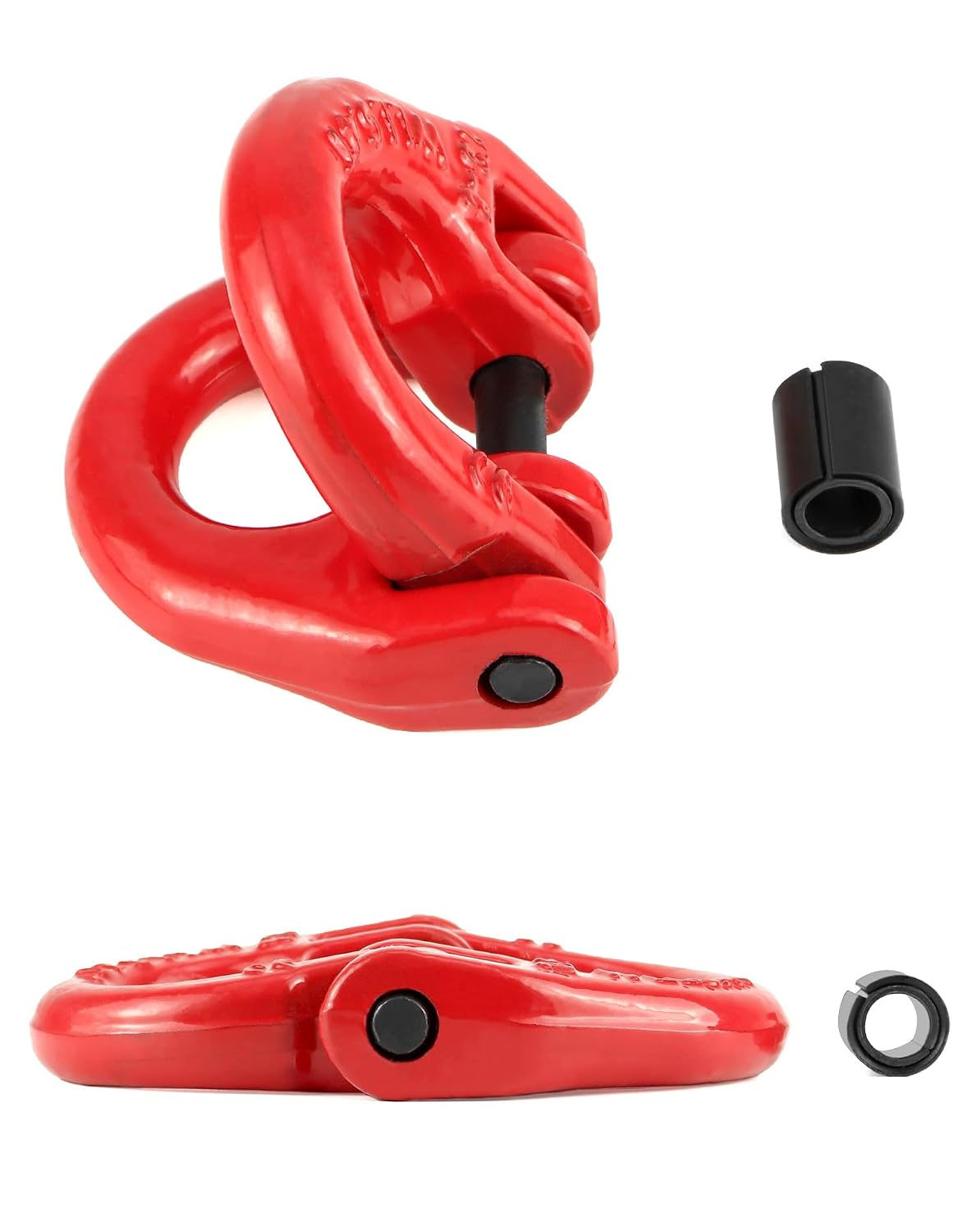 QWORK G80 Alloy Steel Hammerlock Coupling Link Connecting Link, 1/2", Red Painted, 12000 lbs Working Load Limit, 4 Pack