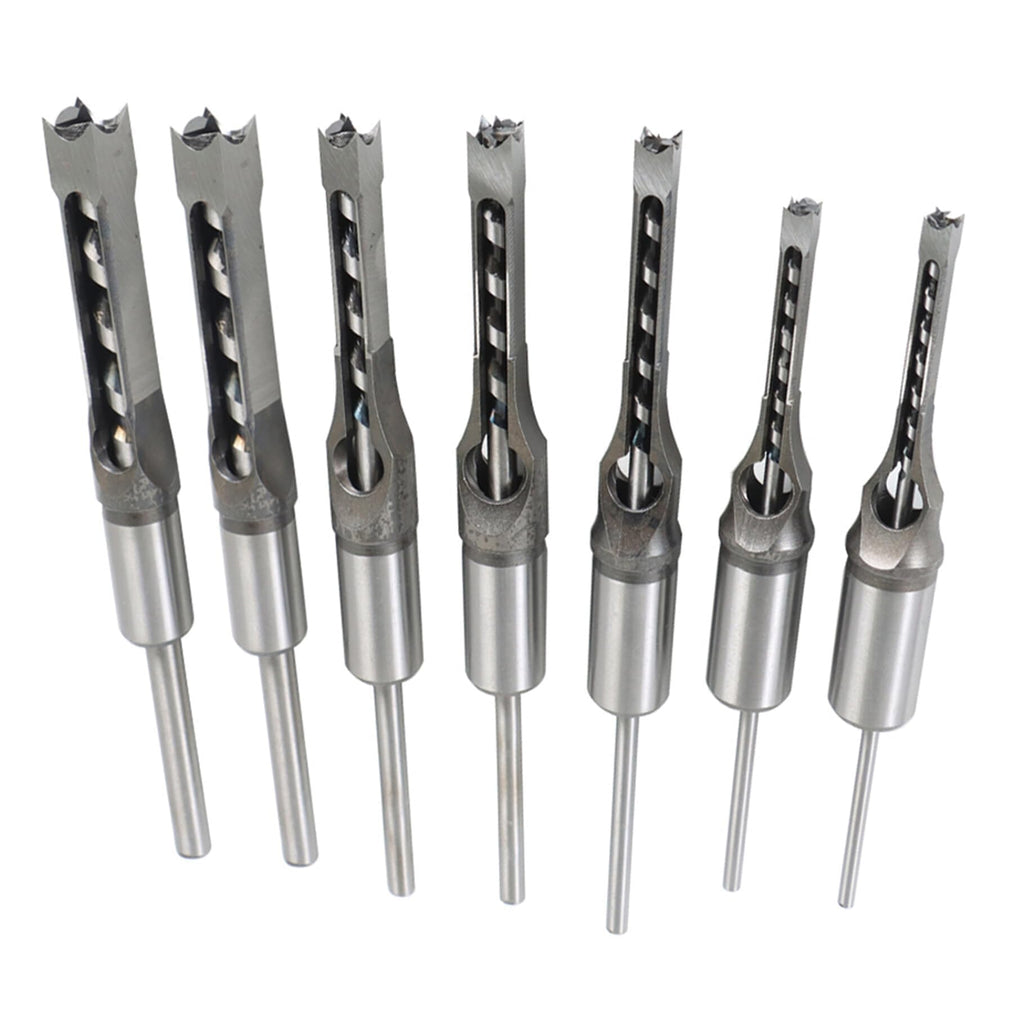 Timunr 7Pcs Square Drill Bits Tools, Round Handle Woodworking Hole