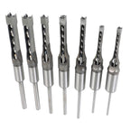 Timunr 7Pcs Square Drill Bits Tools, Round Handle Woodworking Hole