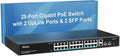 28 Port Gigabit PoE Switch with 2 Uplink Gigabit & 2 SFP Ports, 24-Port Ethernet PoE Switch Unmanaged w/ 320W High