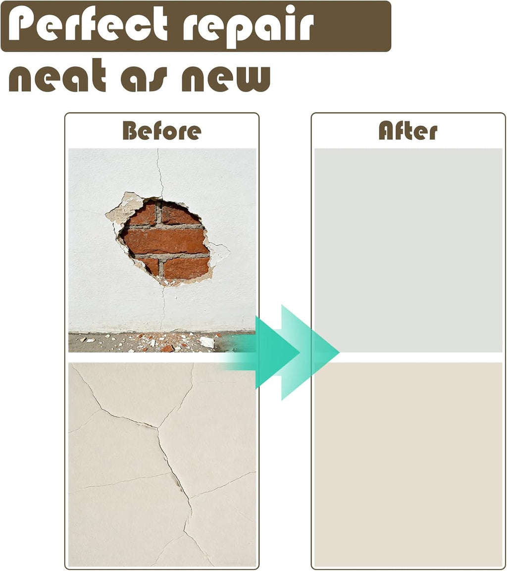 Drywall Repair Kit, 3 Pcs, 12x12in Self-Adhesive Patch with Sandpapers and Scrapers, Quick Fix for Large Holes