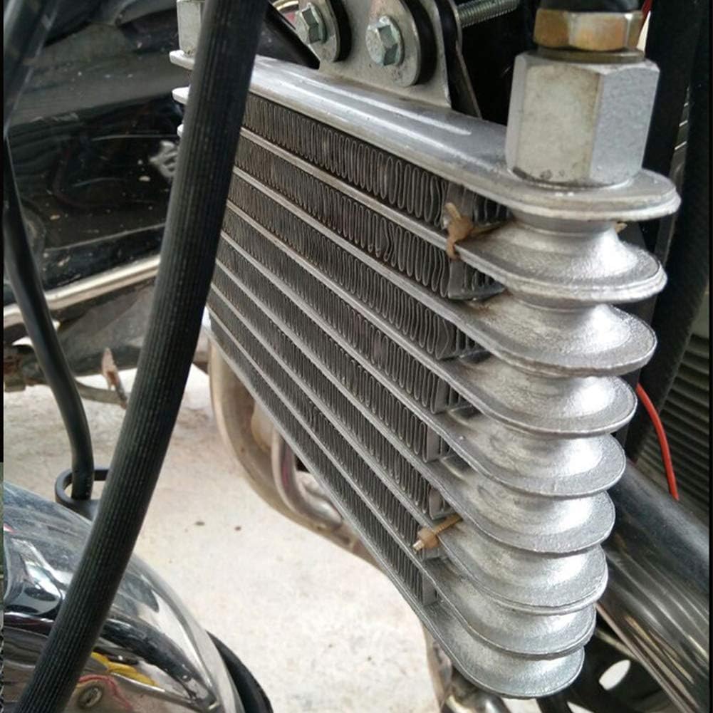 Engine Oil Cooler Kit, Aluminum 6 Row Universal Motorcycle Cooling Radiator