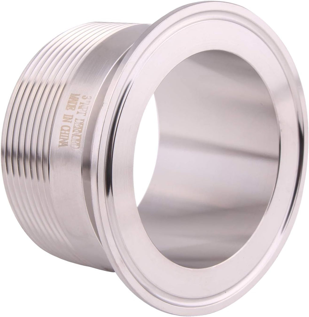 DERNORD 3'' Tri clamp Adapter to 3 inch MNPT Thread Ferrule Sanitary Pipe Fitting