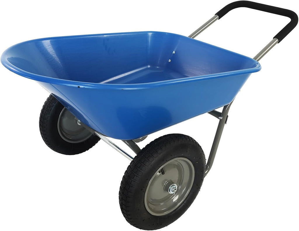Dual Wheel Wheelbarrow, Heavy Duty Garden Cart, 300 lbs Capacity Utility Cart with Two 15 inches Pneumatic Tires for