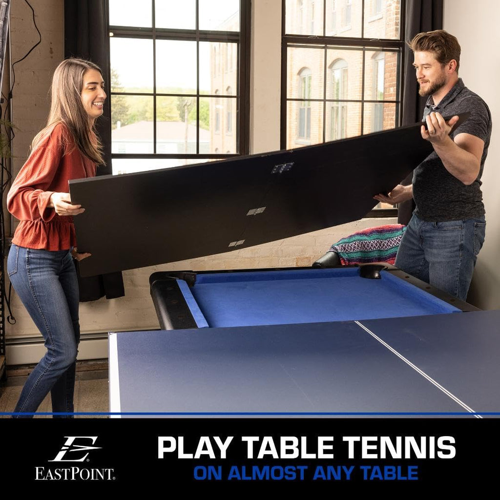 EastPoint Foldable Ping Pong Table Topper, Table Tennis, 9 ft x 5 ft, Blue | Ready to Play, Foam Pads Included, Zero