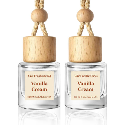 Car Air Freshener Diffuser 2 Pack Hanging Air Freshener Diffuser - Vanilla Cream Fragrance Oil Air D iffuser for Car