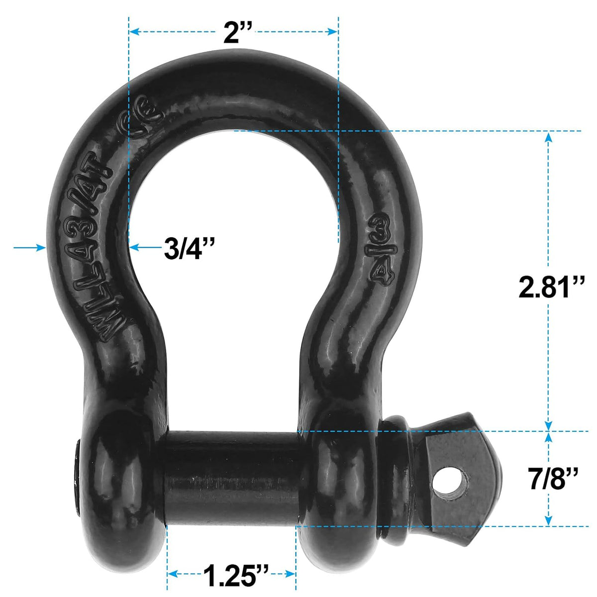 Shackles 3/4"(2 Pack) D-Ring Shackle Rugged 28.5 Ton (57,000 Lbs) Maximum Break Strength Heavy Duty Tow Shackles