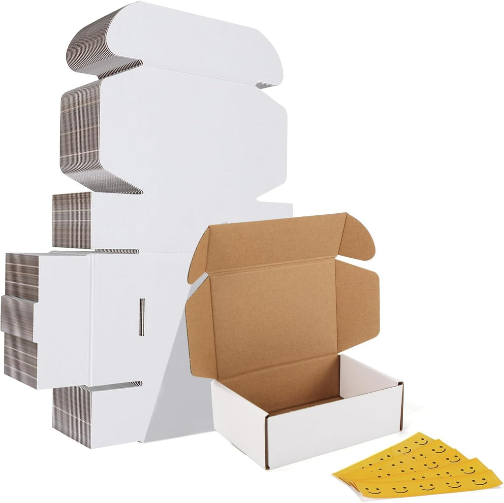 6x4x2 Shipping Boxes Set of 30, White Corrugated Cardboard Mailer Box for Packing Small Business