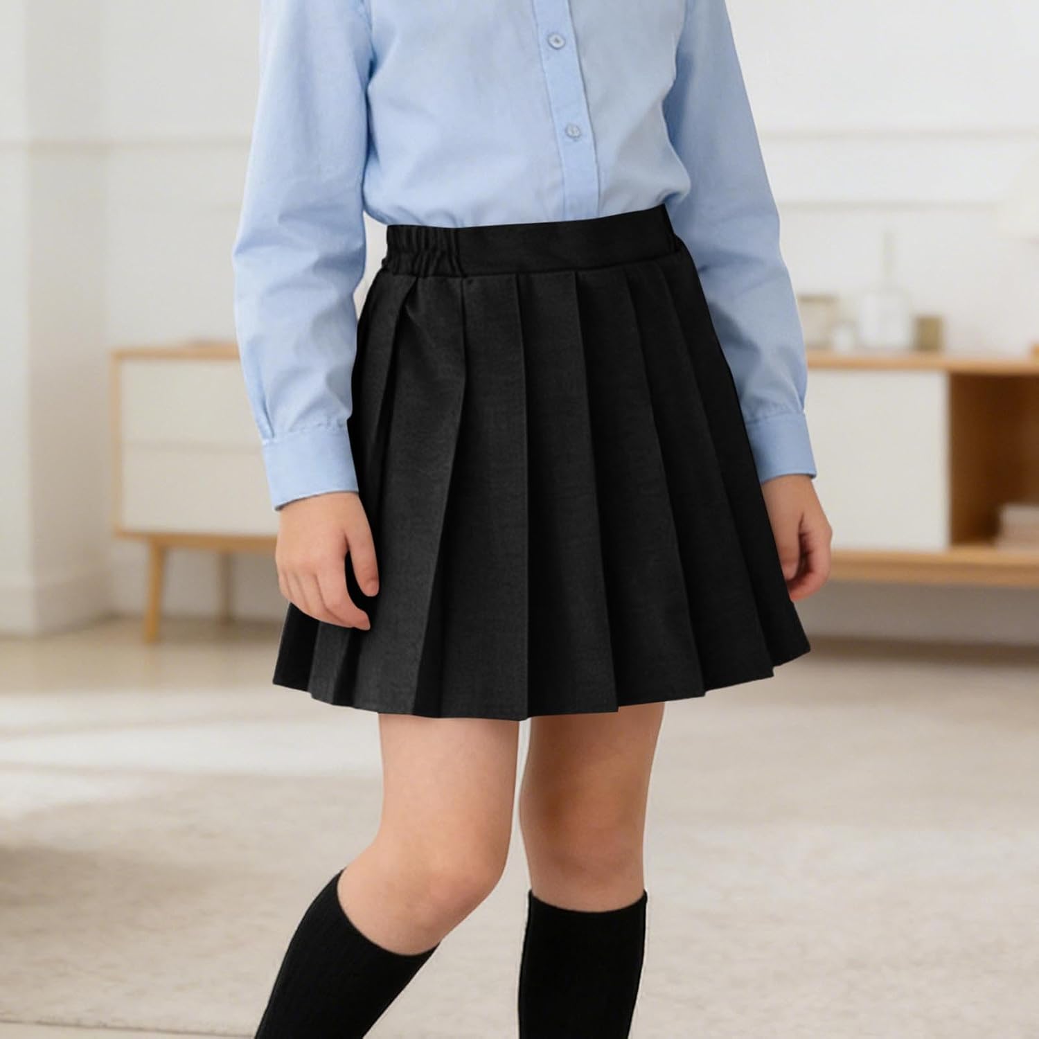 School Uniform Skirts for Girls Adjustable Waist Pleated Skorts Summer Pull-On Athletic Tennis Mini Skirt Dresses