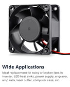 GDSTIME 60mm x 60mm x 25mm 12V 2Pin Dual Ball Brushless DC Cooling Fan 2Pcs