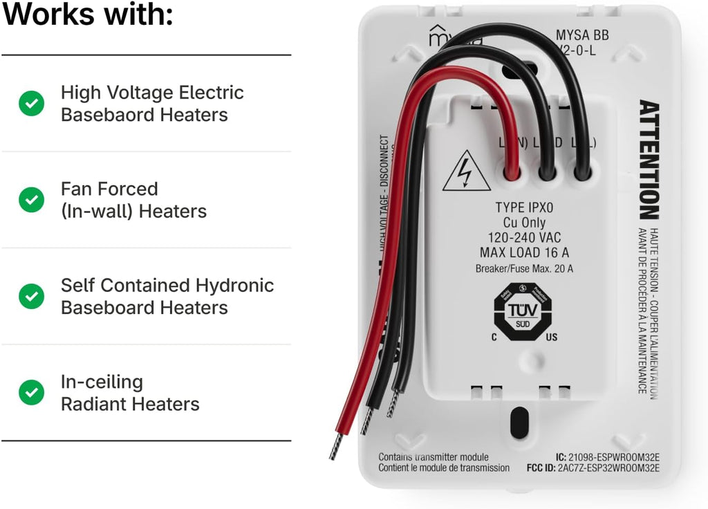 Smart Thermostat LITE for Electric Baseboard Heaters | Save Up to 26% on Heating | WiFi Programmable | 7-Day