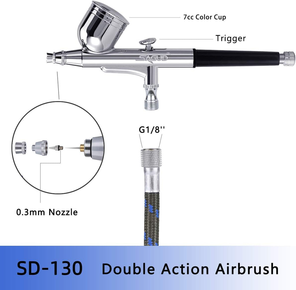 Professional Mini Airbrush Kit with Portable Compressor - Perfect for Painting, Hobby, Craft, Model - Dual-Action