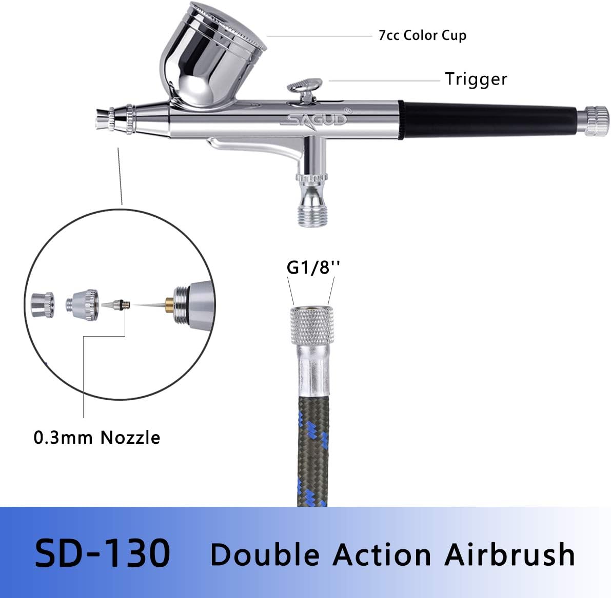 Professional Mini Airbrush Kit with Portable Compressor - Perfect for Painting, Hobby, Craft, Model - Dual-Action