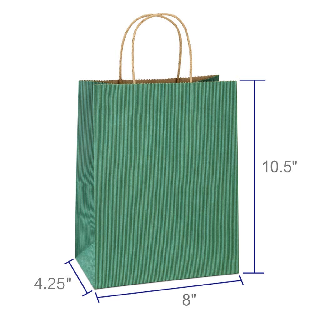 Medium Gift Bags with Handles 8x4.25x10.5 Inch Sage Green 25 Pack