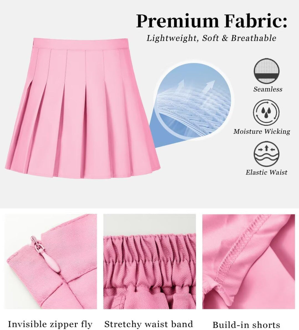 Women Pleated Skirt Tennis Golf Skorts with Lining Shorts Athletic Pleated Skirts for Women