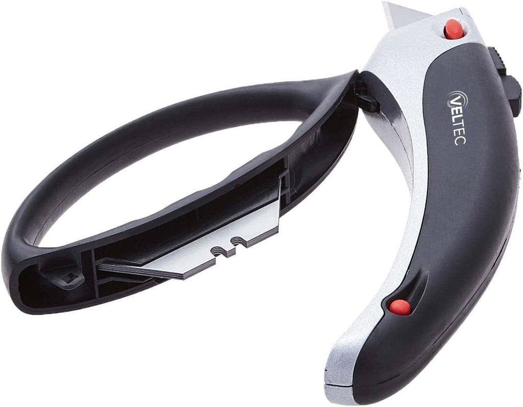 Heavy Duty Retractable Utility Knife, Box Cutter, Carpet Cutter with 3-Position Locking, Ergonomic Non-Slip Grip, 5