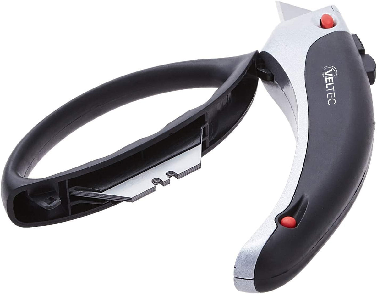 Heavy Duty Retractable Utility Knife, Box Cutter, Carpet Cutter with 3-Position Locking, Ergonomic Non-Slip Grip, 5