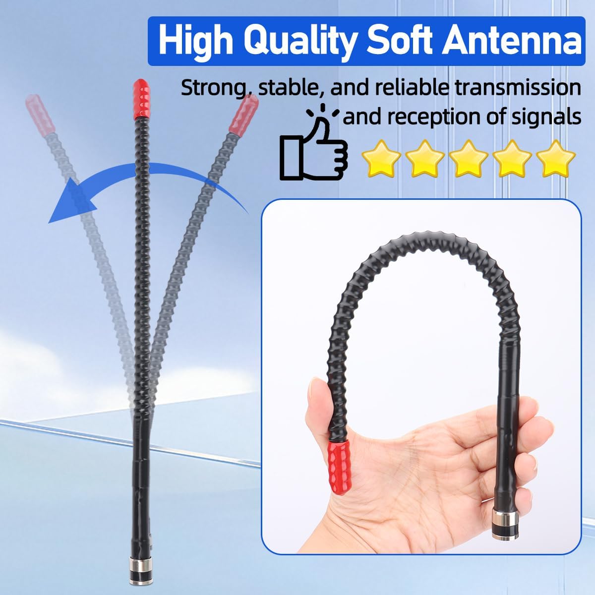 27Mhz CB Radio Antenna Whip Soft BNC Antennas Compatible with Cobra HH50WXST HHRT50 C75WXST Uniden BC75XLT BC125AT