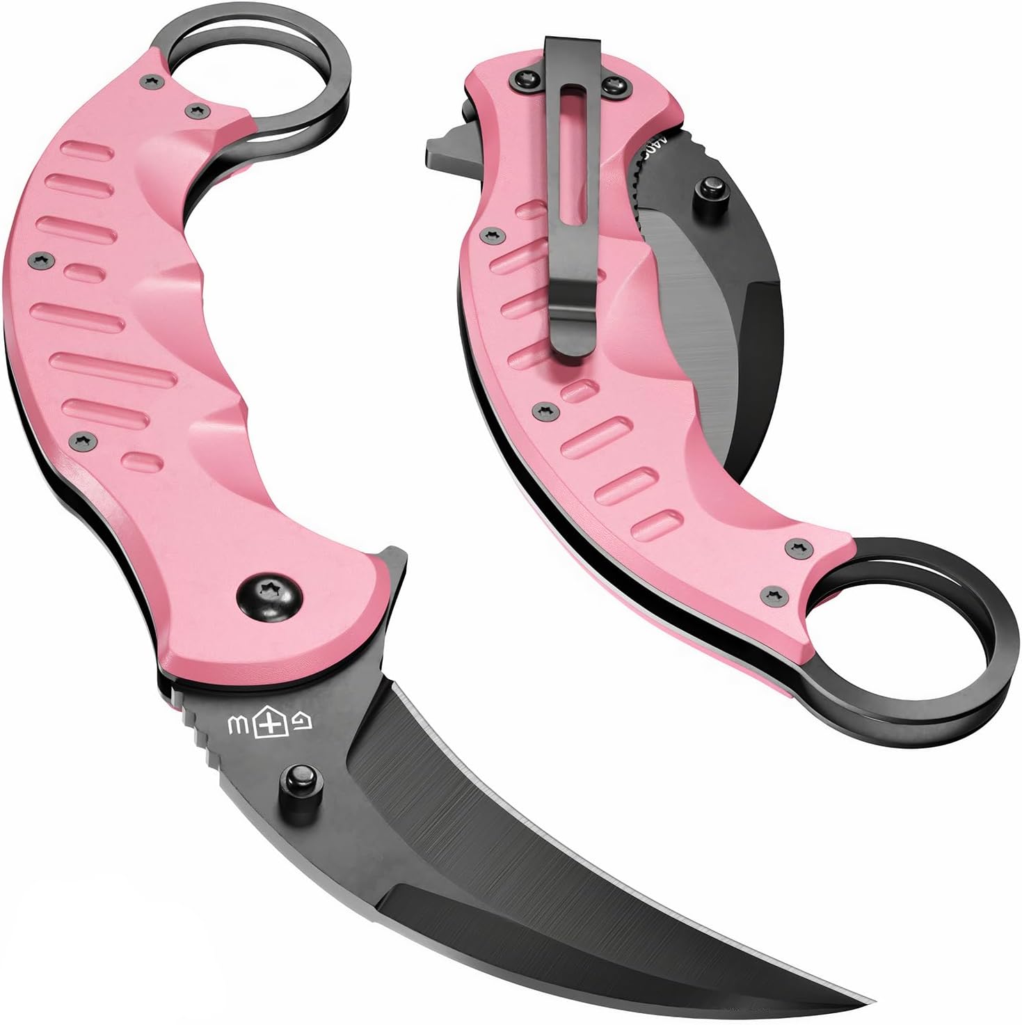 Pink Karambit Folding Knife - SharpTiger Claw Blade with Liner Lock and Aluminum Handle - Best Pocket Knives for