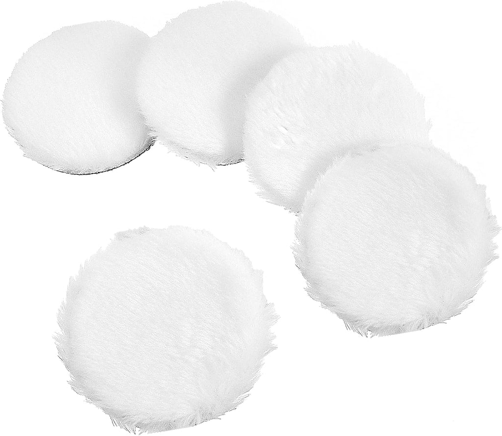 5PCS 5 Inch Wool Polishing Pads Hook and Loop White Buffing Pads for Orbital Sander Polisher Buffer Synthetic