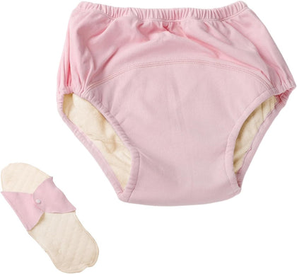Leak-Proof Incontinence Underwear with Absorbent Inserts (Pink, Medium)