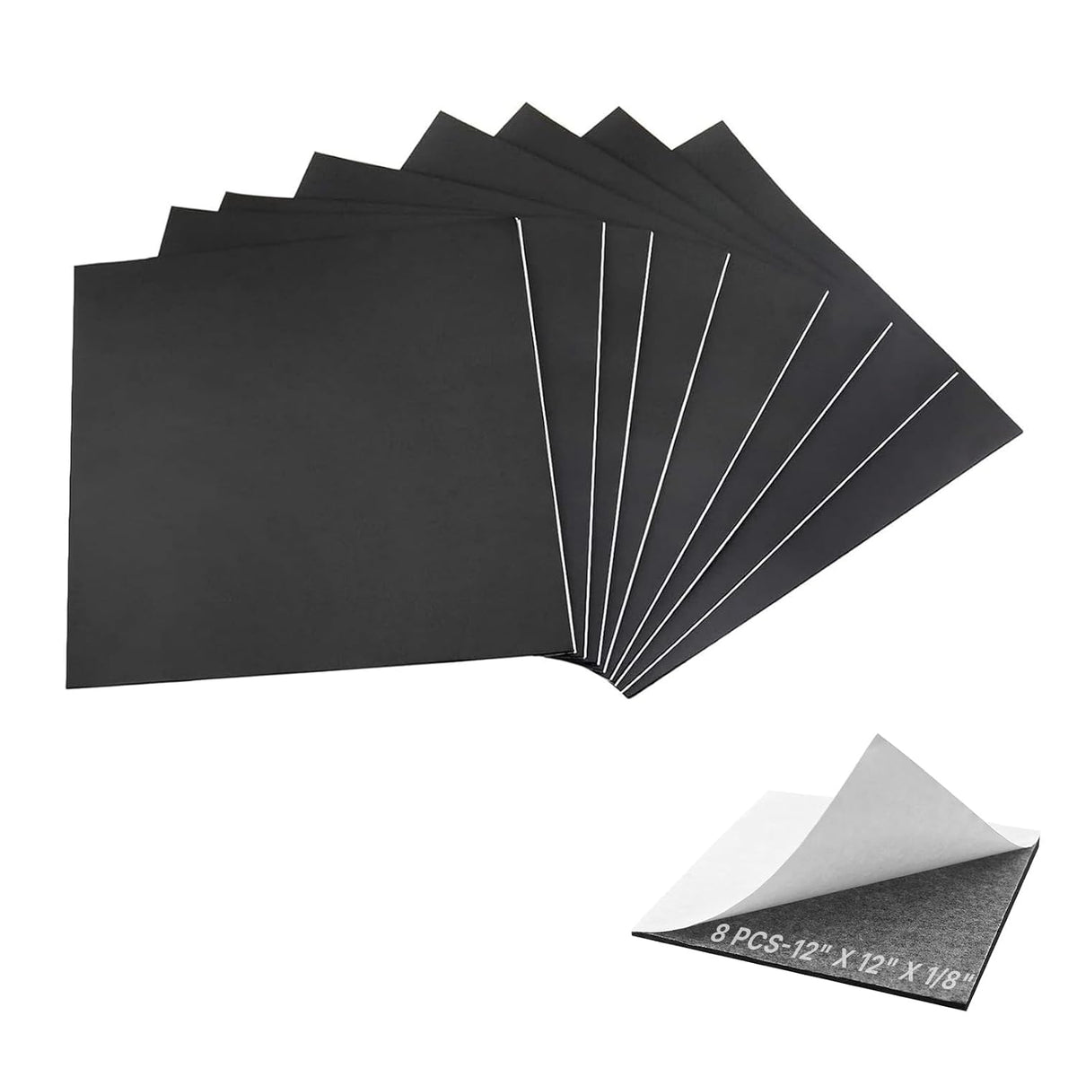 Adhesive Foam Padding Sheets - 8 Pcs 1/8" x 12" x 12" Thin Closed Cell Foam