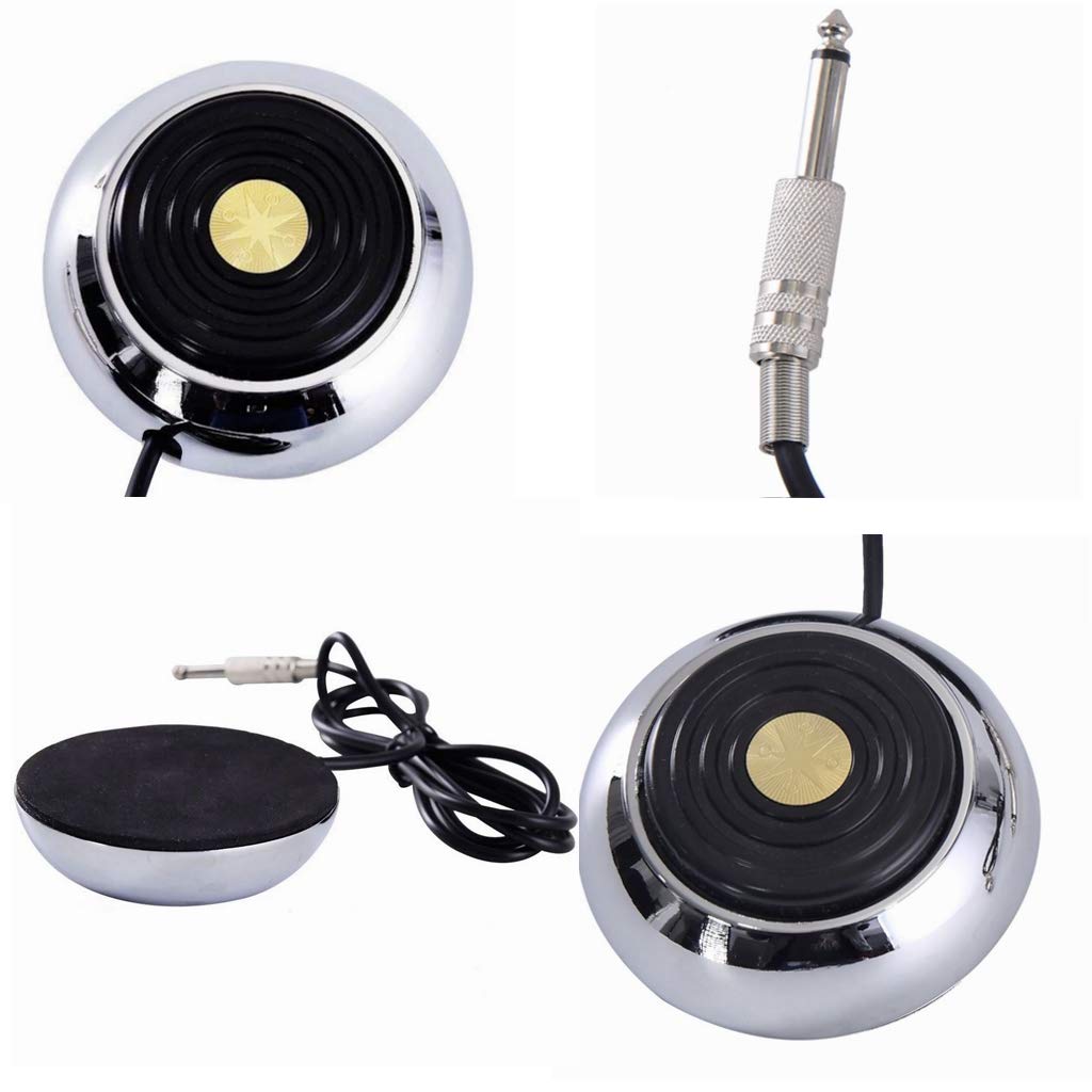 Foot Pedal and Clip Cord,New Star Tattoo 360 GEM Pro Stainless Steel Foot Pedal Switch Control and Tatto Clip Cord