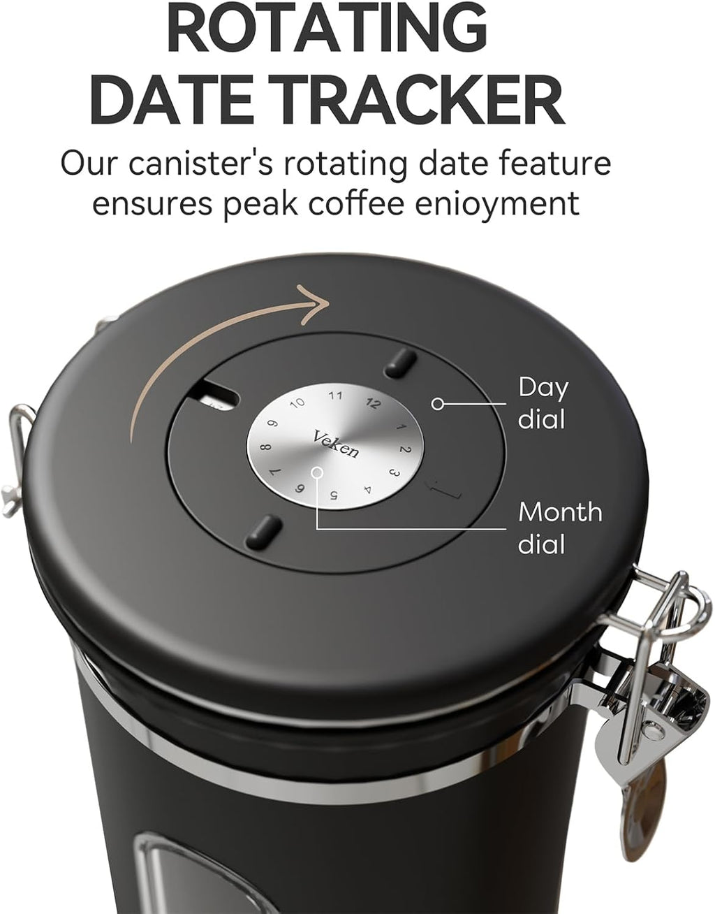 Coffee Canister with Window, Airtight Stainless Steel Container, 22OZ | Kitchen Food Storage Organizers for