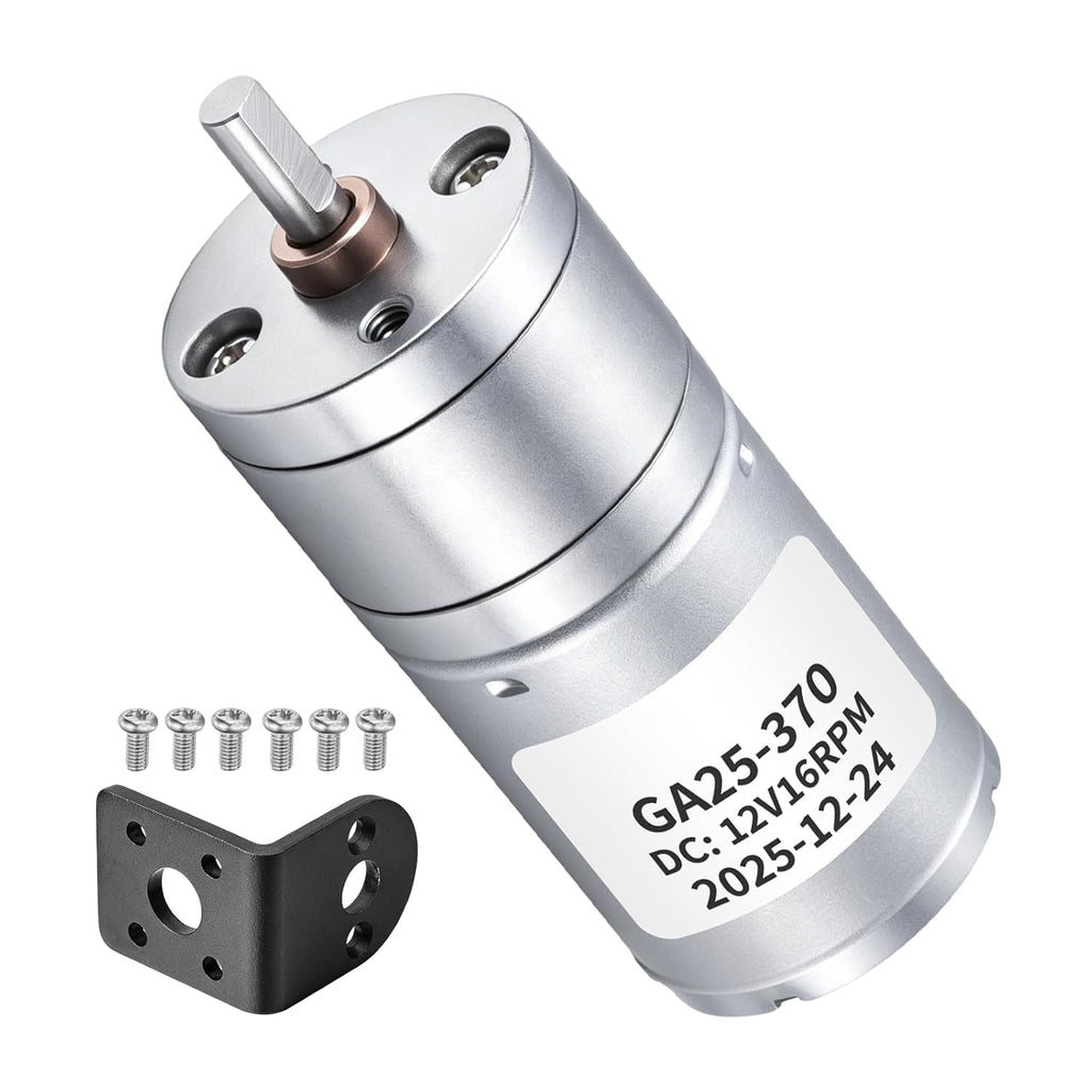 MECCANIXITY DC 12V 60RPM Gear Motor High Torque with Bracket 25mm Dia