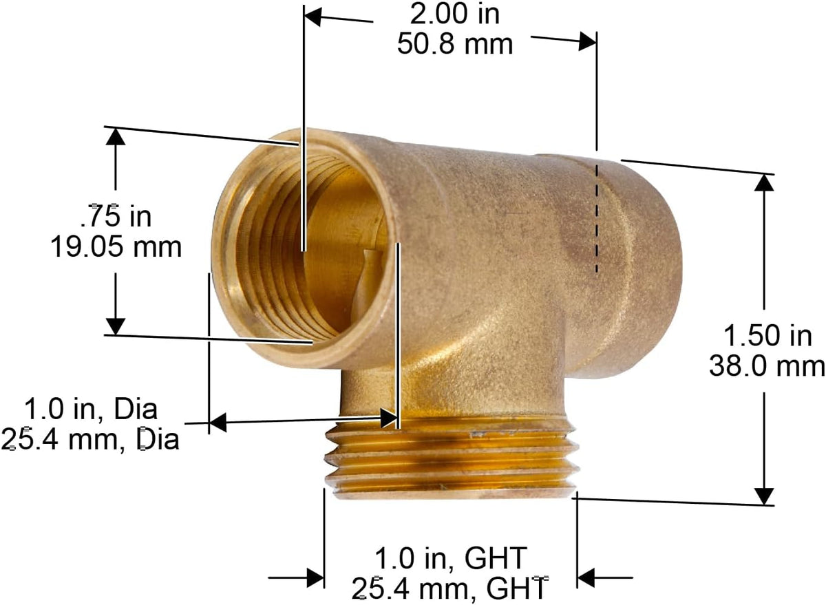 Liberty Garden Products Hose Cart Replacement Brass Tee - 1/2" Fitting #TE001
