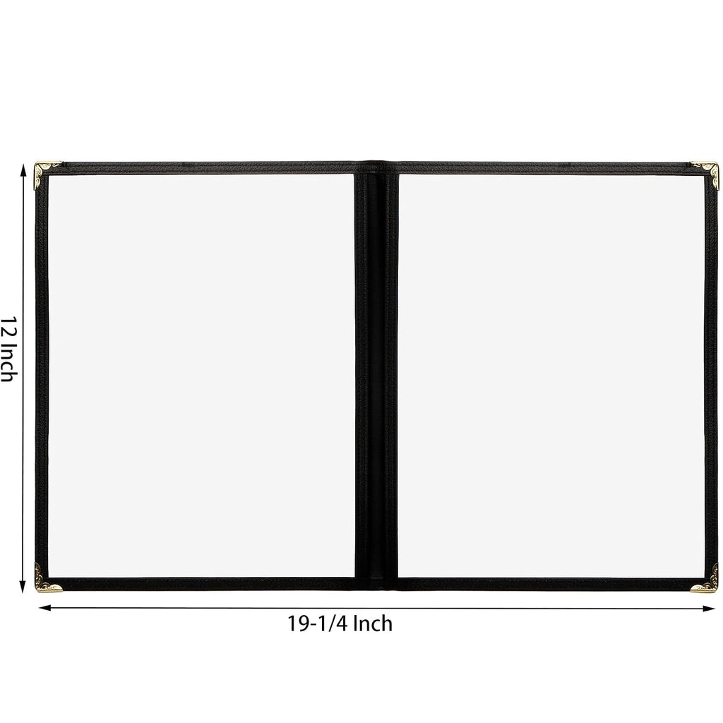12 Pcak Restaurant Menu Covers, 8.5 X 11 Inch Menu Covers, 2 Page 4 View Transparent Menu Holders for Bar Cafe