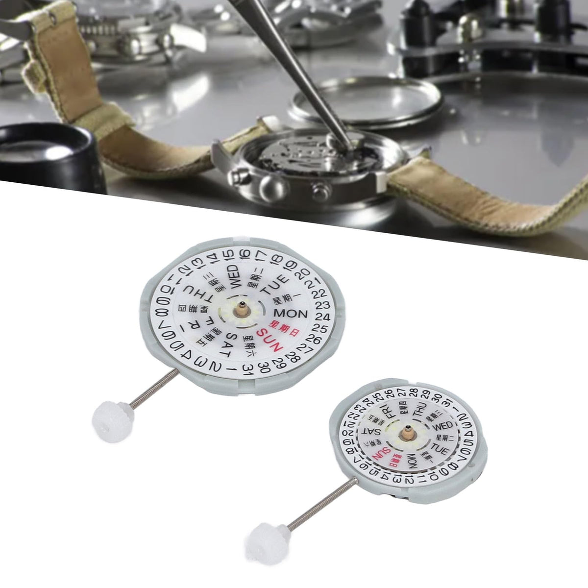 2 Pcs PE28 PE25 Quartz Watch Movement Set for Precise Timing with Easy Adjustment Function Metal