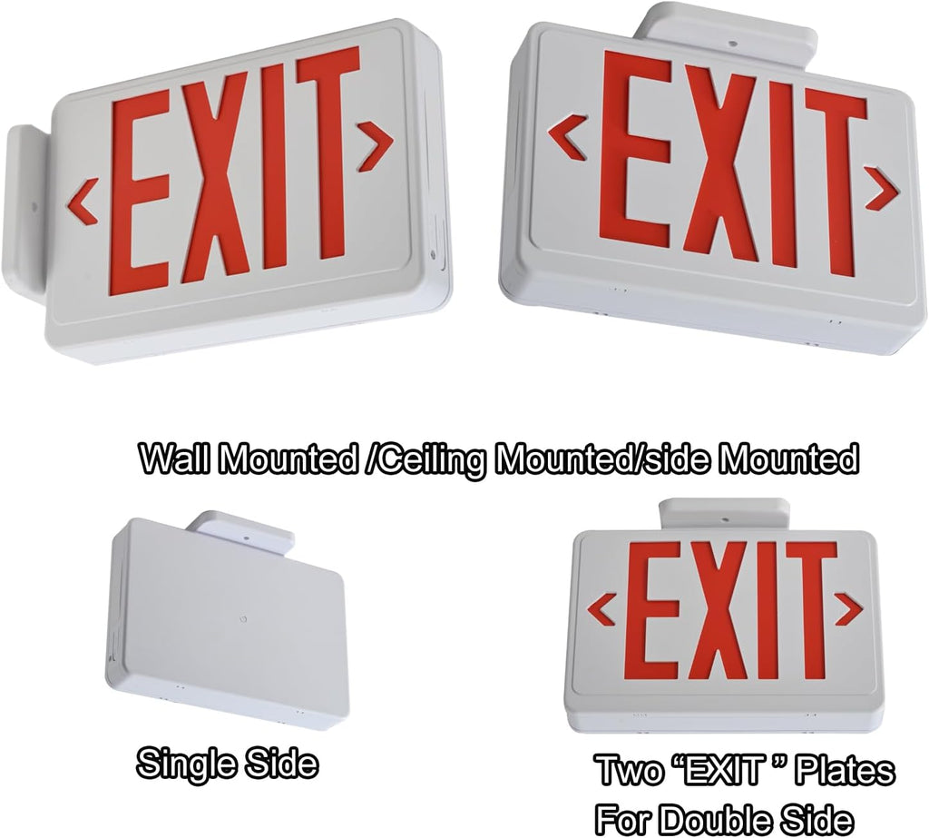Red LED Exit Sign,4Hours Plug in Cord Emergency Exit Light with Battery Backup for Business,Commerical Emergency