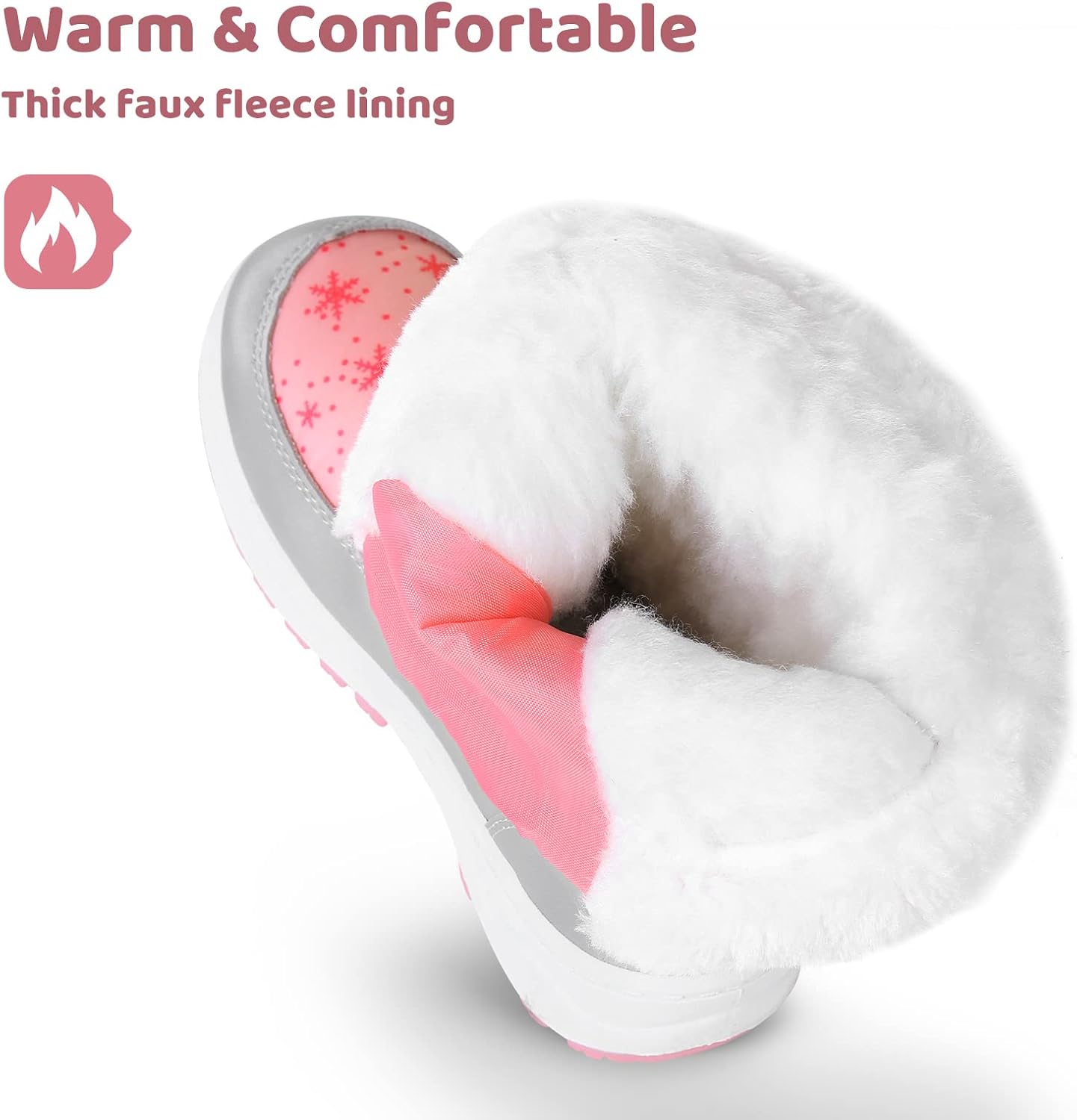 Kids Girls Insulated Fur Winter Warm Snow Boots Toddler/Little Kid | Water-Resistant,Side Zipper,Thick Warm