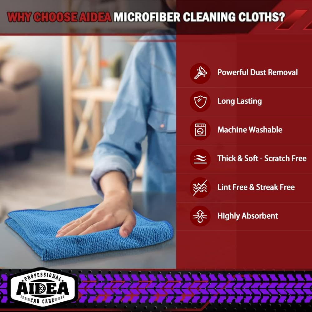 Microfiber Cleaning Cloth, 50PK, Microfiber Towels for Cars, Premium Wash Cloths, Dusting Cloth Cleaning Rags