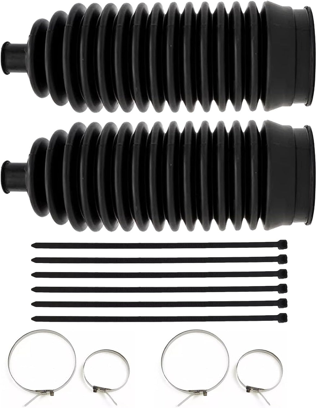 2PCS Thickened Silicone Inner Tie Rod Boot Kit, Silicone Rack and Pinion Boot with Bellow Cable Ties & Clamps, Universal Dustproof & Waterproof Steering System Protection Accessories