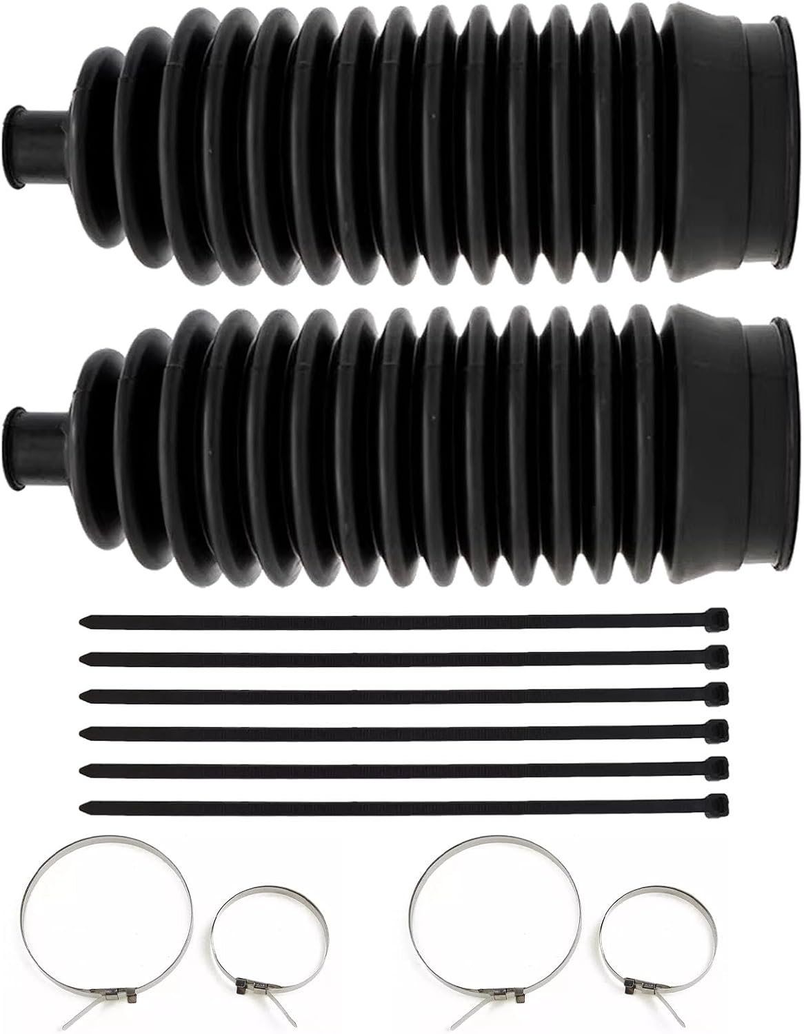 2PCS Thickened Silicone Inner Tie Rod Boot Kit, Silicone Rack and Pinion Boot with Bellow Cable Ties & Clamps, Universal Dustproof & Waterproof Steering System Protection Accessories
