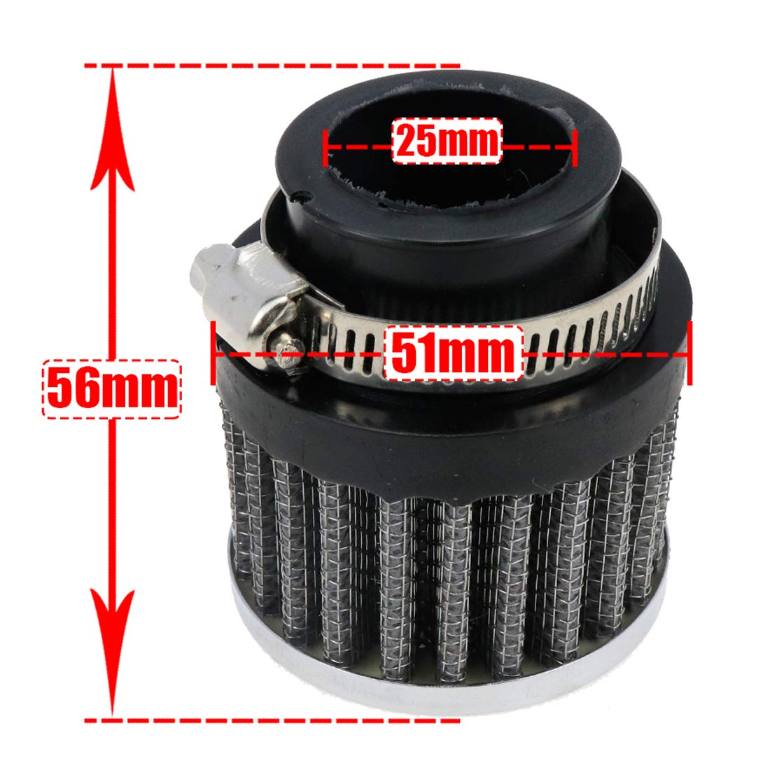AUTUT 25mm Inlet Air Filter Replacement Cylindrical Intake Mesh Filter