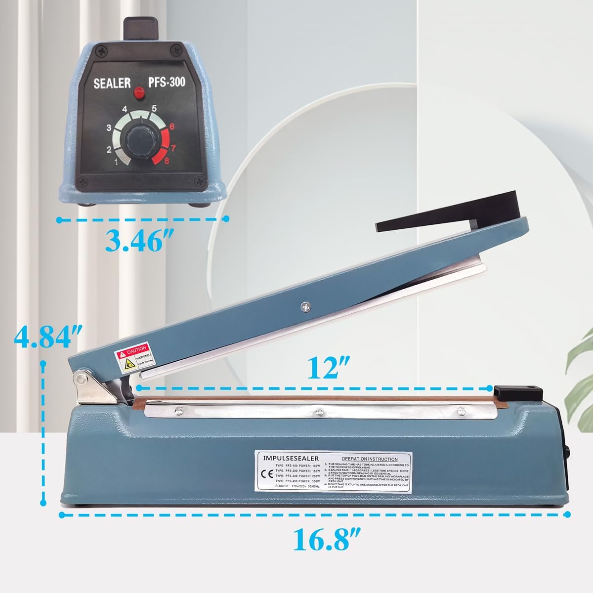12 Inch 5mm Impulse Heat Sealer Machine with Replacement Parts