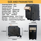 80 Amp 2-Pole Circuit Breaker, 3/4-Inch Plug-in Type Molded Case