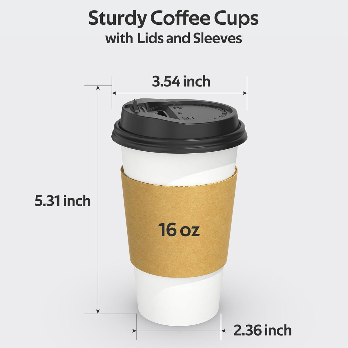 100 Pack 16 oz Disposable Coffee Cups with Lids and Sleeves