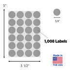 Gray Removable Dot Stickers, 3/4 Inch, 1008/Pack