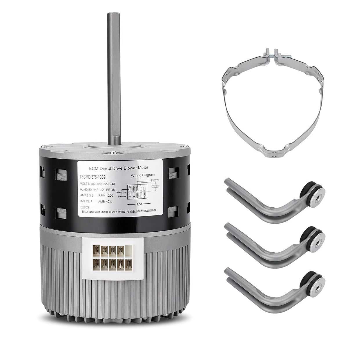 1/2 HP 100-120V 220-240V 3.5A 1200RPM 60/50 Hz 48 Frame ECM X-13 Furnace Blower Motor Compatible with American Standard & Trane Carrier/ICP Replace# 6205E, 1185157, 1186459, E308134, HD44AQ260