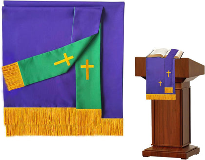 3-Piece Church Parament Set, Reversible Pulpit & Communion Linens