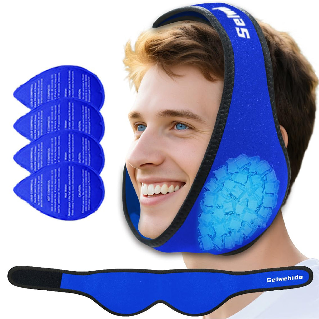 Wisdom Teeth Ice Pack Head Wrap Jaw Face Ice Pack with 4 Gel Packs